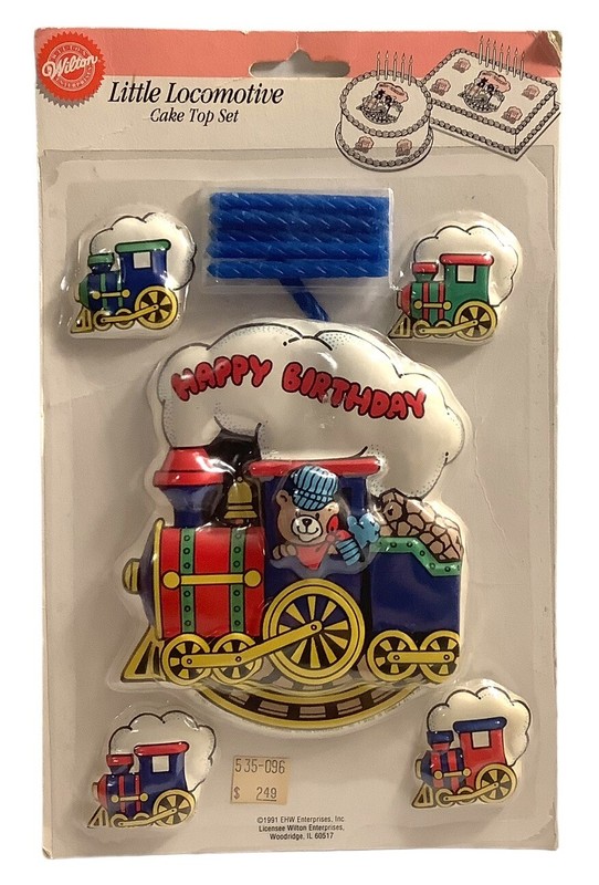 Little Locomotive Cake Topper Set, Wilton, Vintage 1991 Train 11 Pcs Teddy Bear