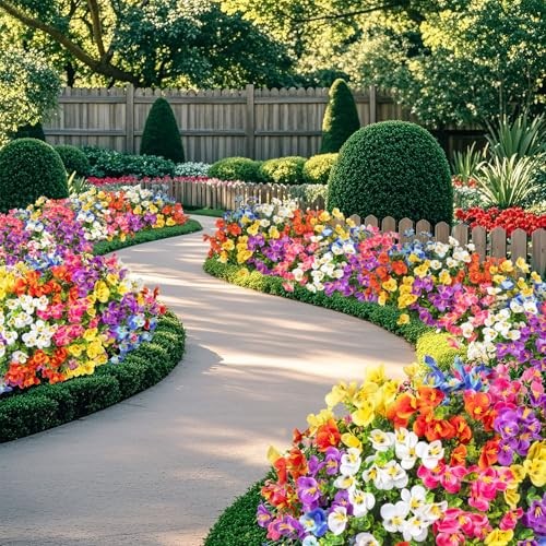 16 Bundles Artificial Flowers for Outdoors Decoration, Fake Pansy Multi Color gallery