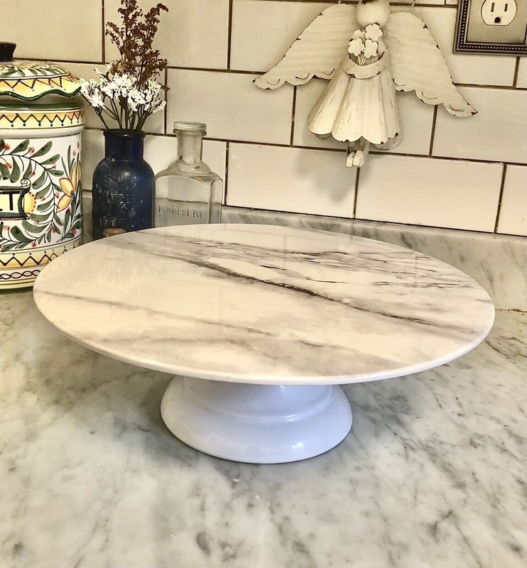 Threshold Marble Look 12" Cake Stand Melamine 4" Tall 12” Across [2 Piece Set] gallery