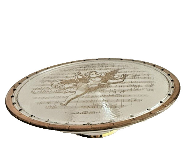 Cake Stand Pedestal Cherub and Musical Notes Design 24 Carat Gold Trim Italy gallery