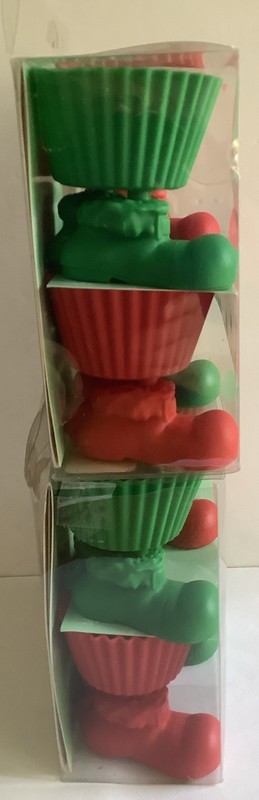 NIP 2007 Wilton CHRISTMAS Santa Boot Silly Feet Set of 8 Silicone Baking Cups gallery