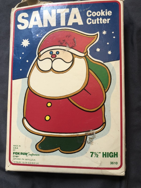 Vintage 1987 Fox Run Santa Metal Cookie Cutter 7.5″ High USA #3610 Original Box