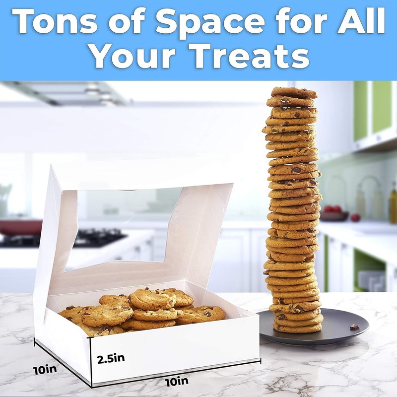 Gourmet 10in White Bakery Box 1 Pack/SINGLE BOX. Cute Window Display for Pies, gallery