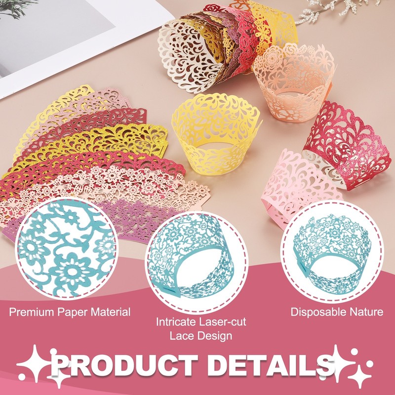 50Pcs, Lace Cupcake Liners Hollow Butterfly Cupcake Wraps Light Blue gallery