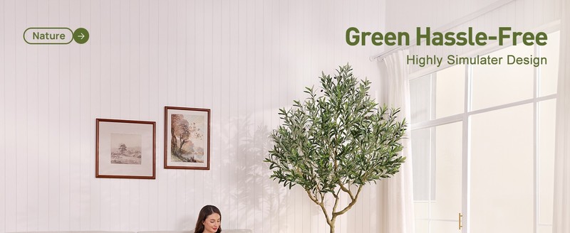 Artificial Olive Tree 7ft, Tall Faux Olive Trees with Planter, gallery
