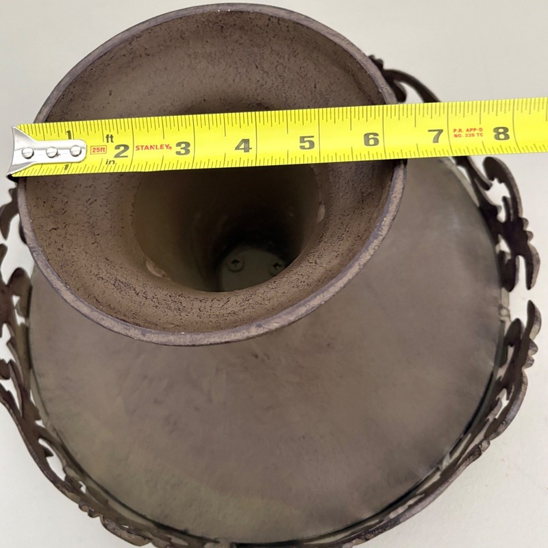 Rustic Brown Metal Cake Stand Ornate Scrollwork Pedestal Dessert Server 12.5in gallery