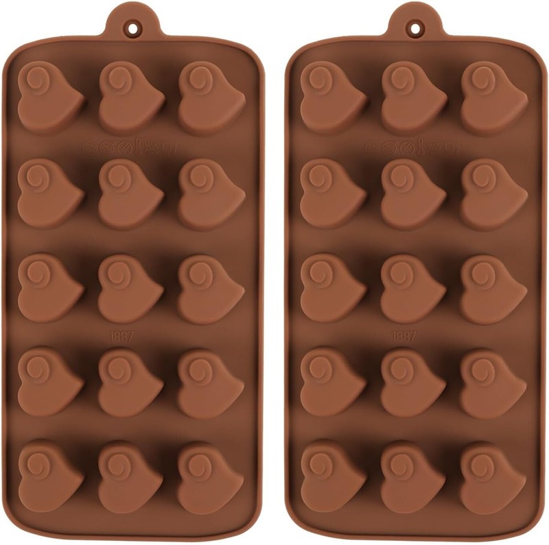 2PCS Deep 15 Cavity Heart Cloud Chocolate Silicone Molds Non-Stick Food Grade
