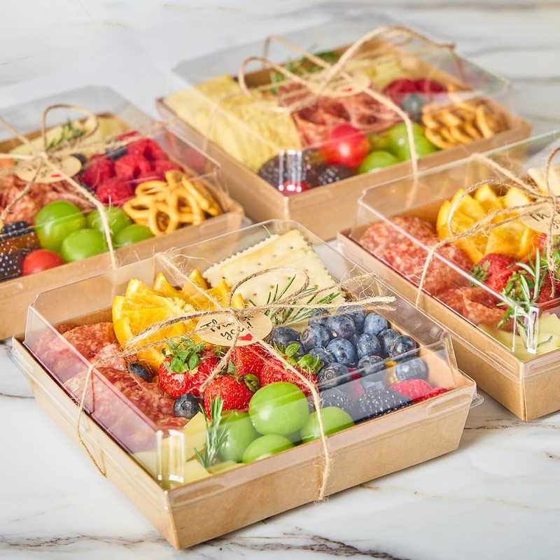 7 x 7 Inch Large Charcuterie Boxes with Clear Lids, 20 Pack Disposable Square... gallery