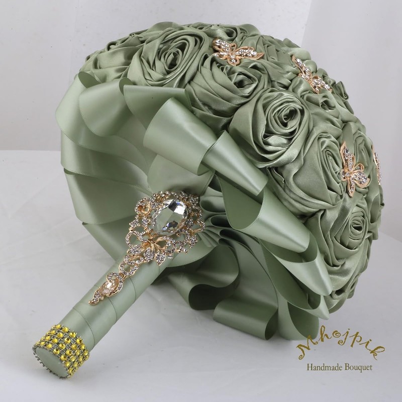 Mhojpik Handmade Wedding Flowers Bouquet Round Holding Bridal Bouquet Toss gallery