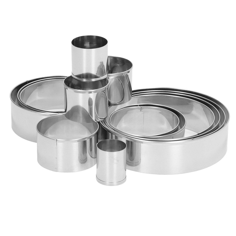 14 PCS Stainless Steel Cake Rings Round Forming Rings for Baking Cooking