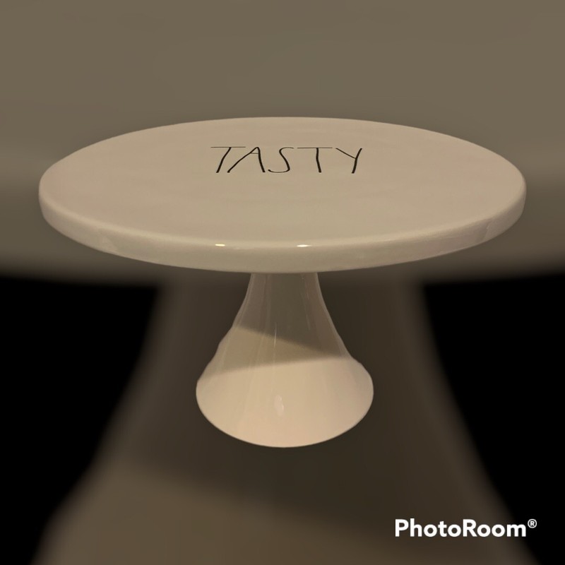 Rae Dunn TASTY Cake Stand 7” High 12” Round gallery