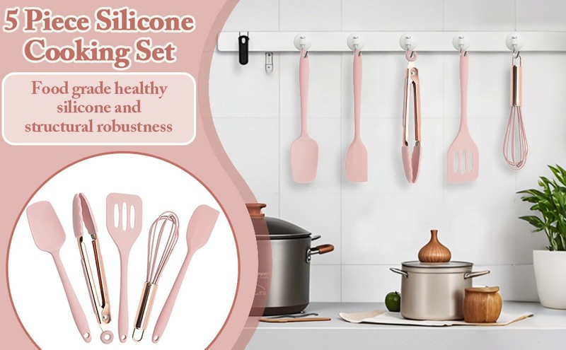 Kitchen Utensil Set,5 Pcs Mini Silicone Cooking Utensils Sets,Heat gallery