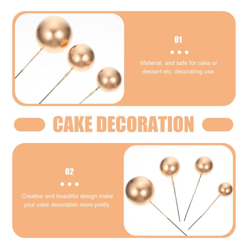 12Pcs Reusable Round Cake Topppers Golden Cake Decoration Picks for Party gallery