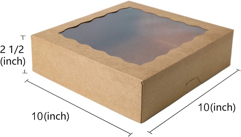 10inch Kraft Bakery Pie Boxes with PVC Window Large Cookie Box 12 Pack gallery