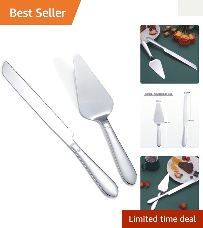 Thickened Handle Cake Cutting Set with Serrated Edge – 13” Knife, 10.43” Server