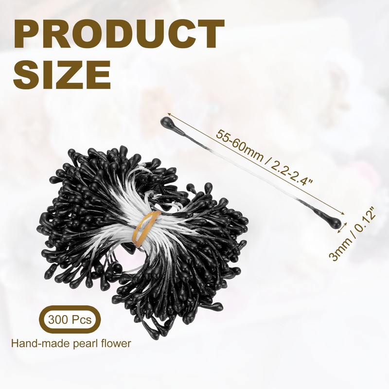 300Pcs 3mm Double Heads Flower Stamen Artificial Flower Pistil Black gallery