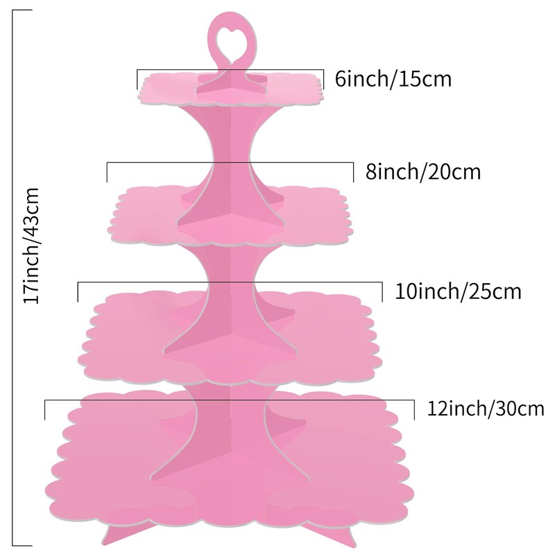2 Pack 4-Tier Square Pink Cupcake Stand, Cupcake Tower for Theme Parties,Wedd... gallery