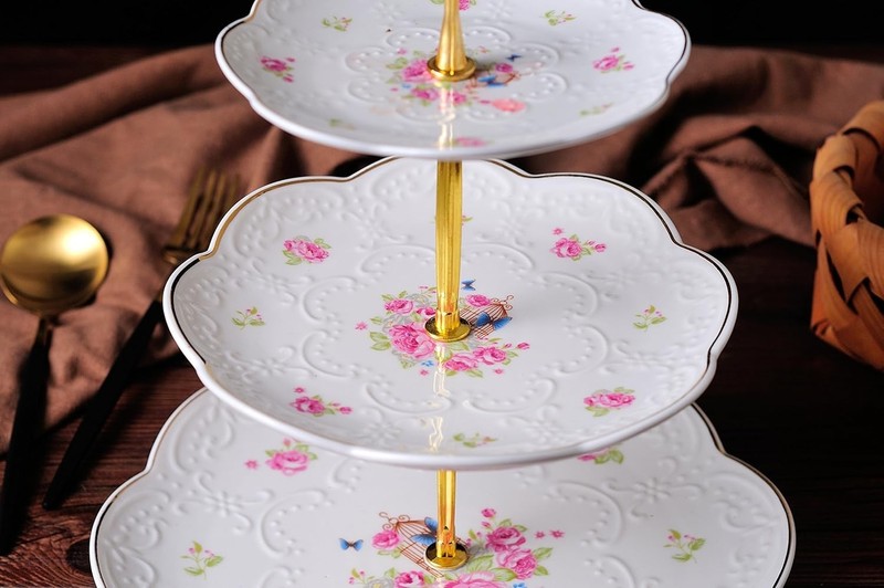 Exquisite Embossed 3-Tier Dessert Stand - Perfect for Tea Parties & Weddings gallery