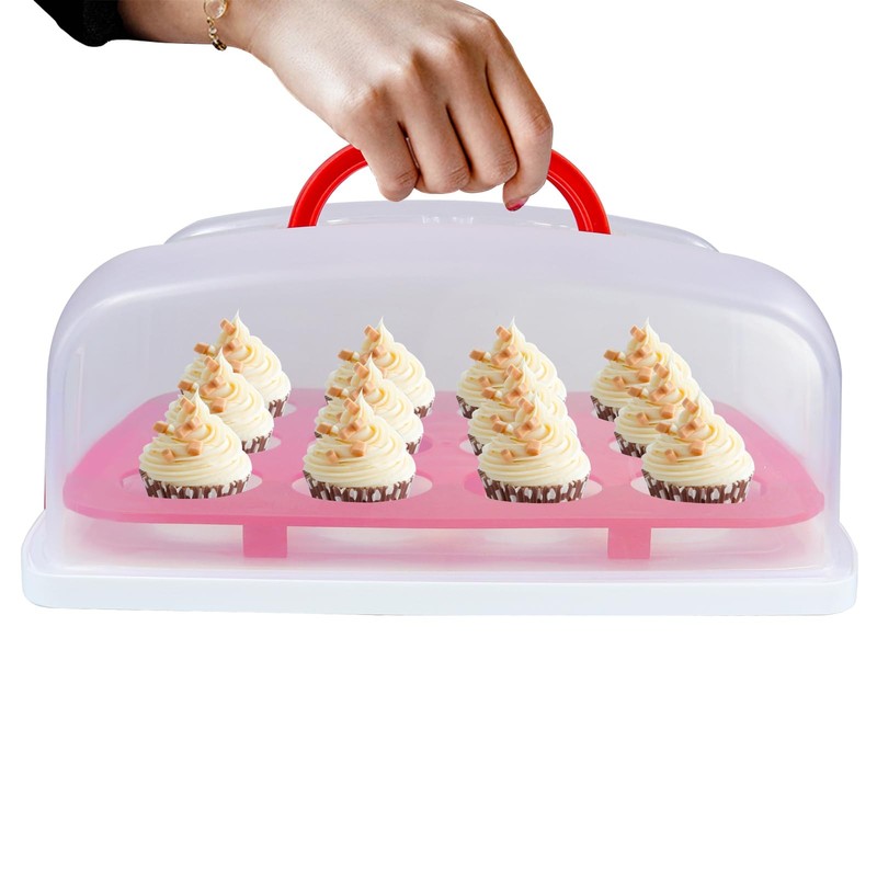 2in1 Cupcake Carrier and Cake Keeper with Lid, Rectangle Pie Carrier,Large Po... gallery