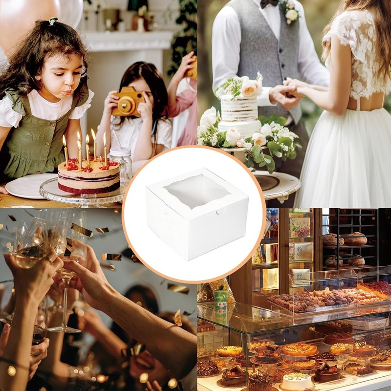 Cookie Boxes with Window 5x5x3.5 Inch[50 Pack] Premium White Bakery Boxes,Min... gallery