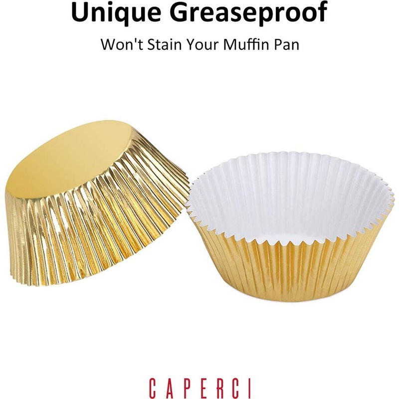 150-Pack Gold Foil Standard Cupcake Liners Premium Greaseproof Muffin Papers gallery