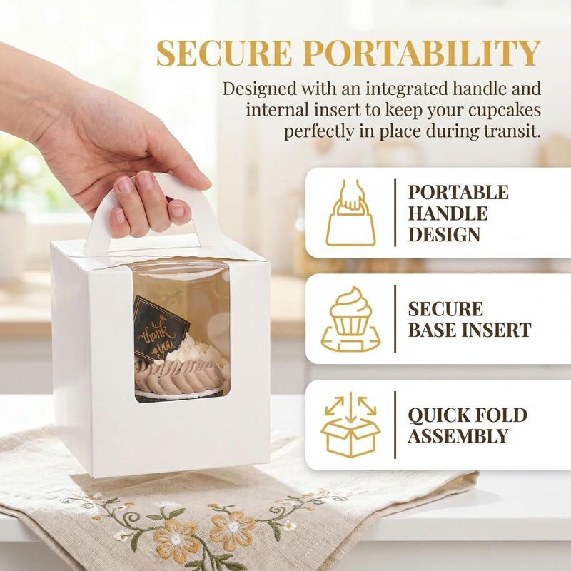 Jucoan 100 Pack White Single Cupcake Boxes, Kraft Paper Individual Cupcake Co... gallery