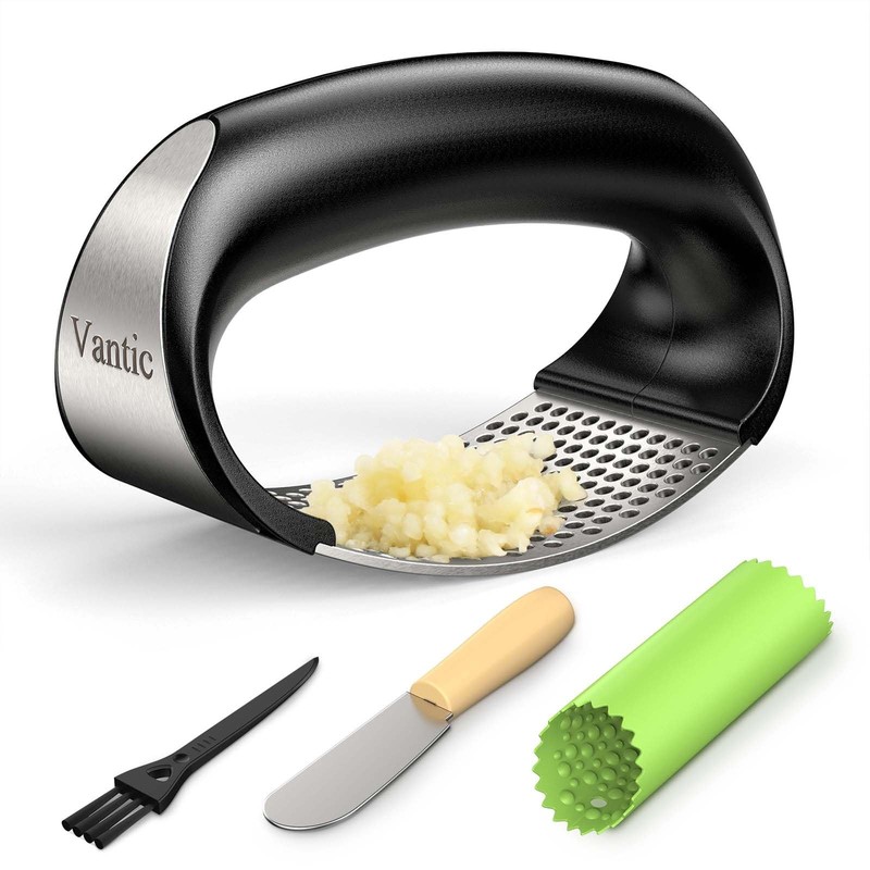Vantic Garlic Press Rocker – Stainless Steel Crusher, middle, Green