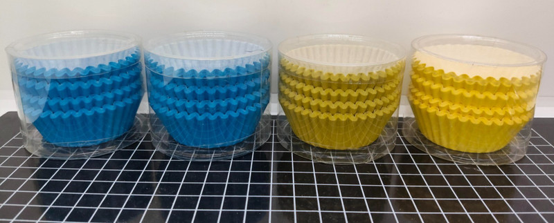 Lot Of Blue & Yellow Cupcake Cups Or Liners in 100 Pc Each with 4.5 cm Diameter