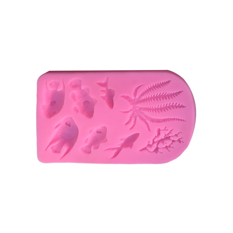 Sea Shell Coral Fish Wave Silicone Fondant Mould Cake Baking Mermaid Mold