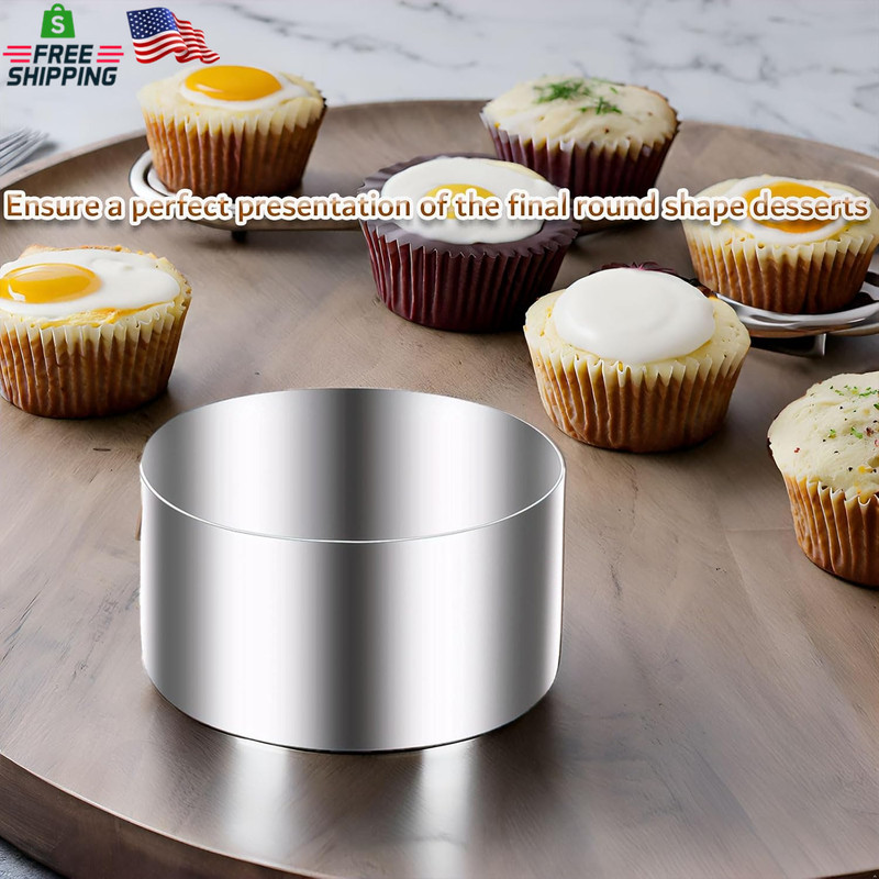 DATANYA Cake Ring Molds 4 Inch Stainless Steel round Food Ring Dessert Mousse Mo gallery