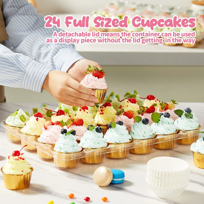 (24 Pack x 10 Sets) Stackable Cupcake Carrier Holders with 240 Pack Cupcake Line gallery