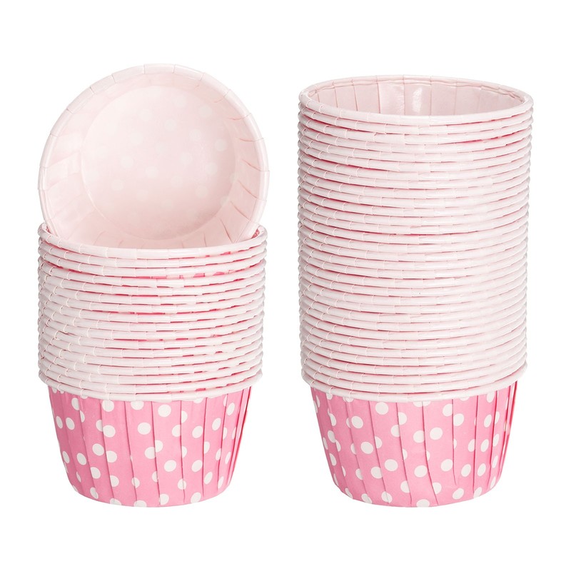 50Pcs Mini Polka Dot Cupcake Liners Cupcake Muffins Liners Holders Pink