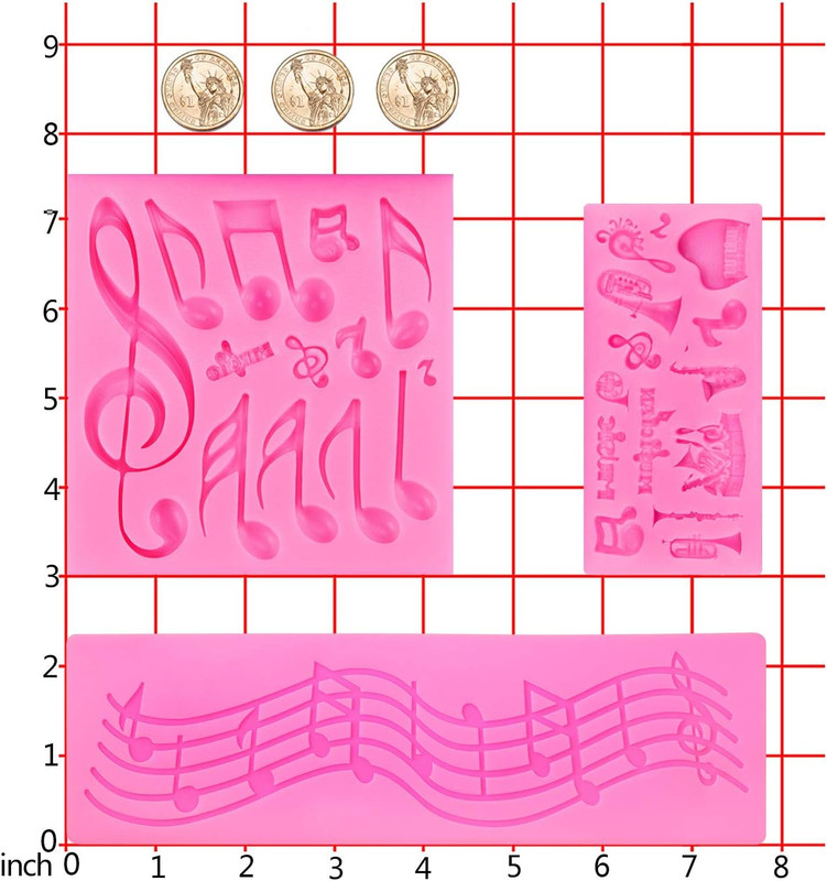 3 Pieces Music Note Fondant Mold Music Note Lace Mat Silicone Musical Candy Mold gallery