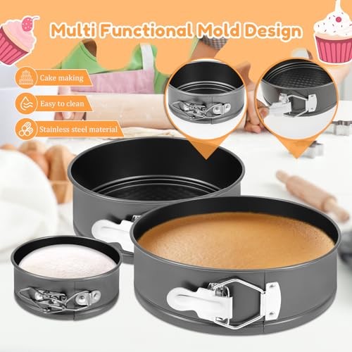 102Pcs Cake Pan Set Cake Decorating Kit with 3 Nonstick Round Springform Silver gallery