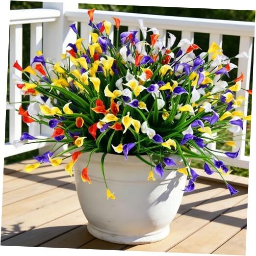 12 Bundles Calla Lily Artificial Flowers for Outdoors, UV 12 Pcs Mix Color