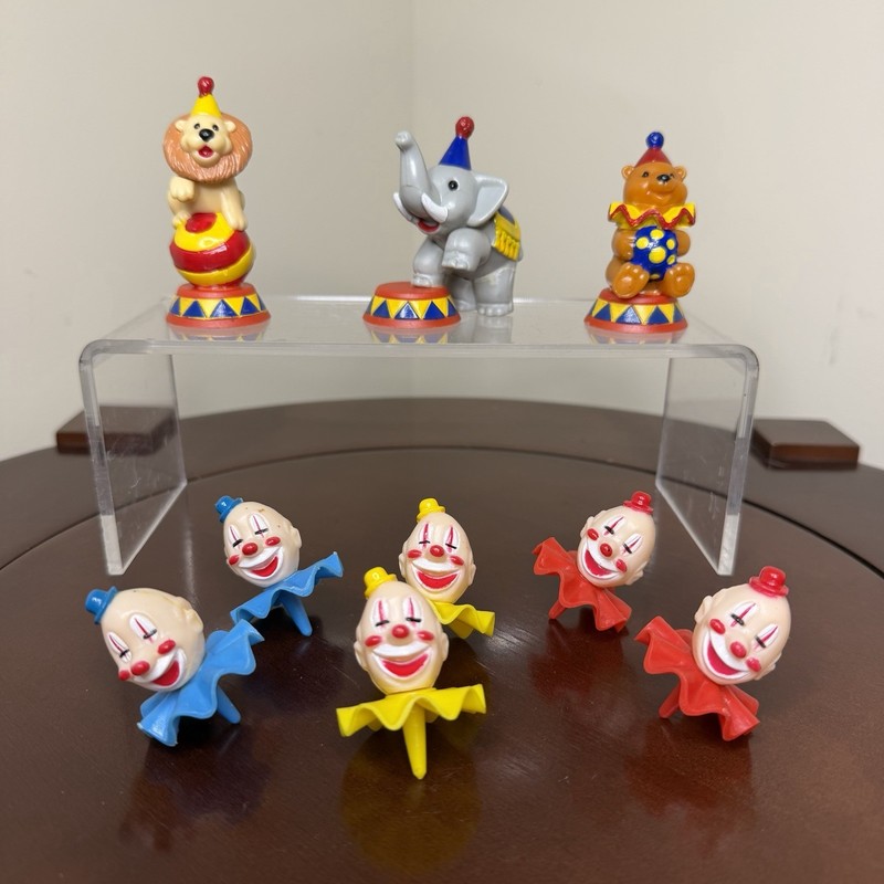 Wilton Circus Animals & Clown Heads Plastic Cake Decorations Bear Elephant Lion