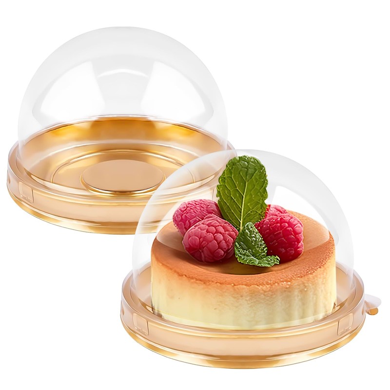 Zezzxu 50 Pack Mini Cake Containers, Clear Plastic Small Cupcake Boxes with D…