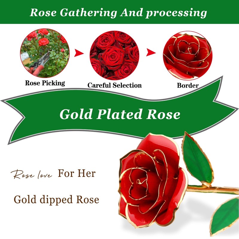 Gaoryt Gold Dipped Rose 24K Gold Rose-Fovever Real Long Stem 24K Golden gallery