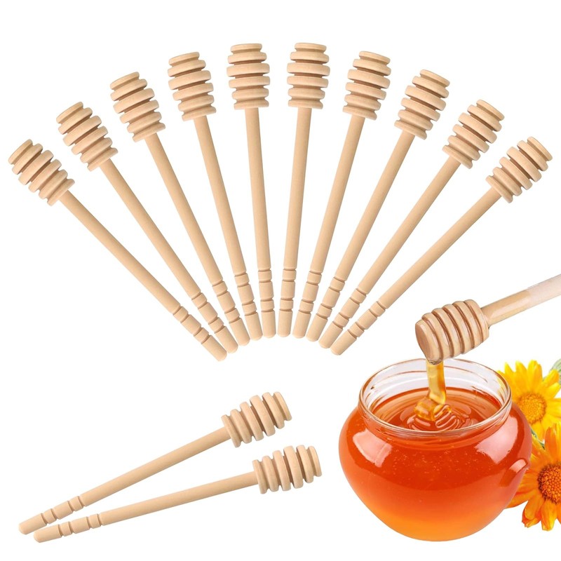 24 PCS Wooden Honey Dipper Sticks 6.3 Inch Stirrer Stick Jar Dispense Gift