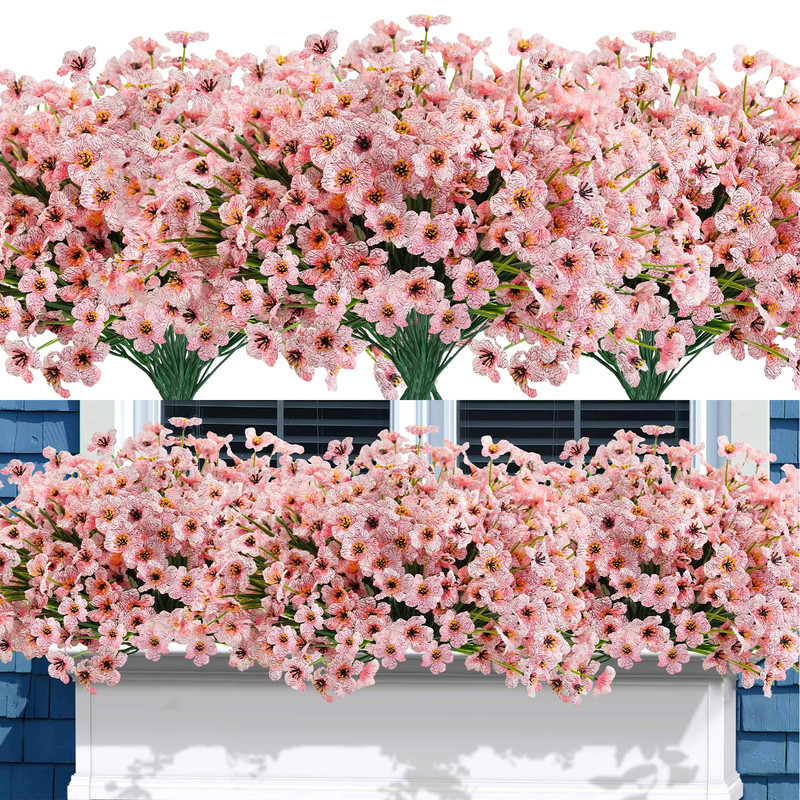 Uieke 72 Bundles Artificial Flowers For Outdoors Uv Resistant Fake Silk Flowers