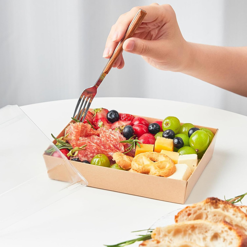 7X5 Inches Charcuterie Boxes with Clear Lids, 50 Pack Paper Bakery Boxes with Wi gallery