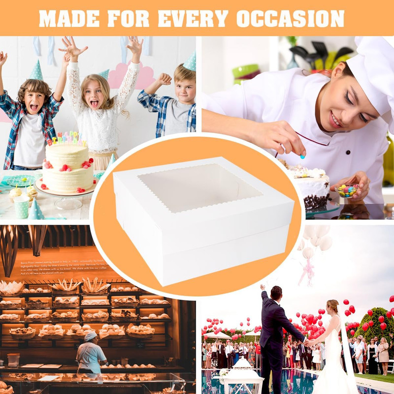 Cake Boxes with Window 14X14X6 Inch 10 Pack,Wedding Cake Boxes,Large Cake Carrie gallery
