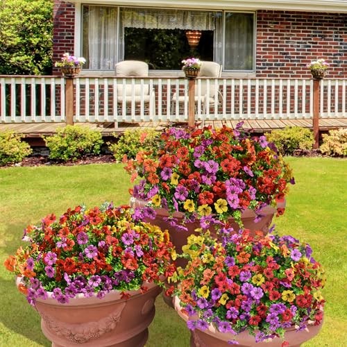 Artificial Flowers for Outdoors Faux Plants Outdoor Purple,red,orange,yellow gallery