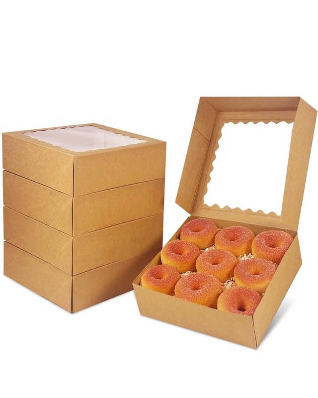 10x10x2.5 Inch Brown Pie Boxes with Window 12Packs Cookie Donut Bakery Box Au... gallery