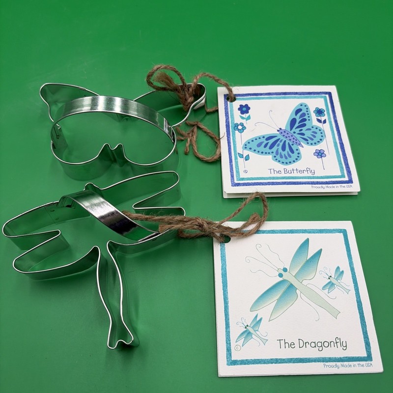 Butterfly & Dragonfly Aluminum Cookie Cutters w/ Handle by Ann Clark NEW