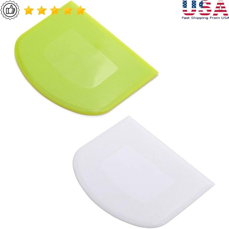 Food Safe Plastic Dough Scraper Set Multipurpose Kitchen Tool 2 Pieces New
