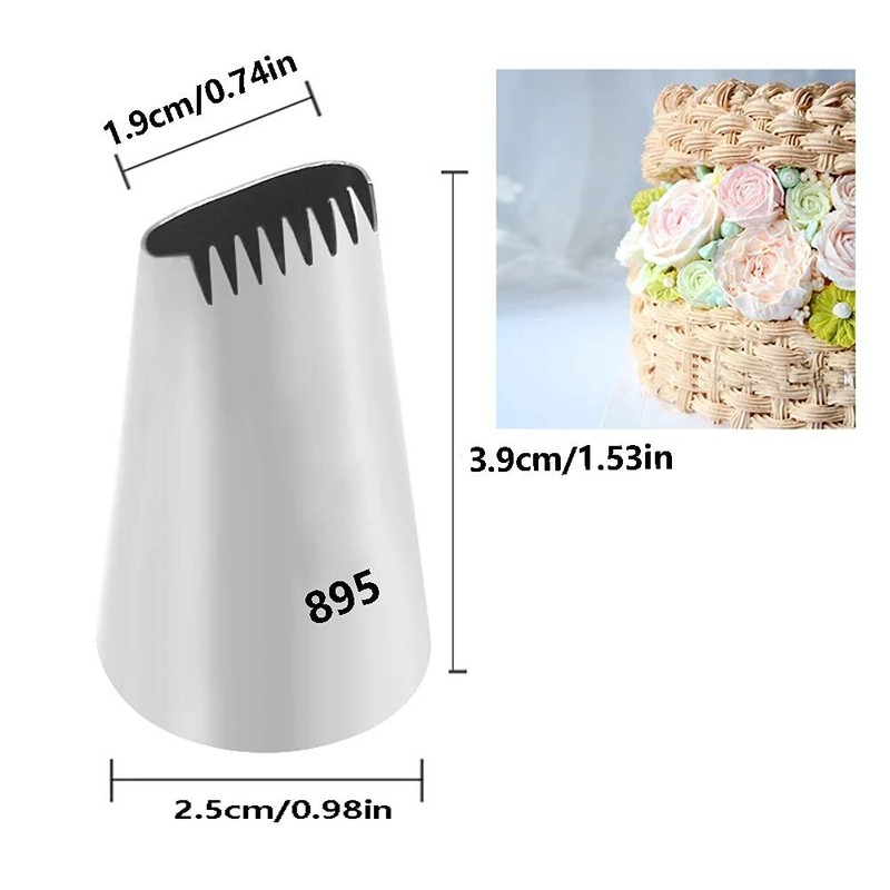 4PCS Large Piping Tips Set 1M Star 2D Flower 1A Round 895 Basketweave Tip gallery
