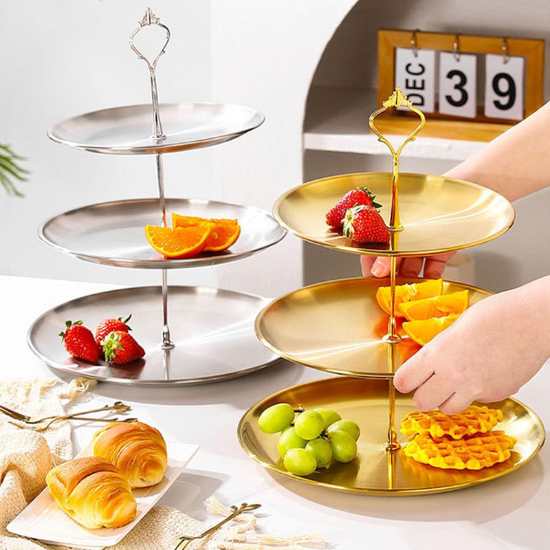 Stainless Steel 3 Tier Cupcake Stand, Tiered Trays Three Layer Cake Stand 3 Tier gallery