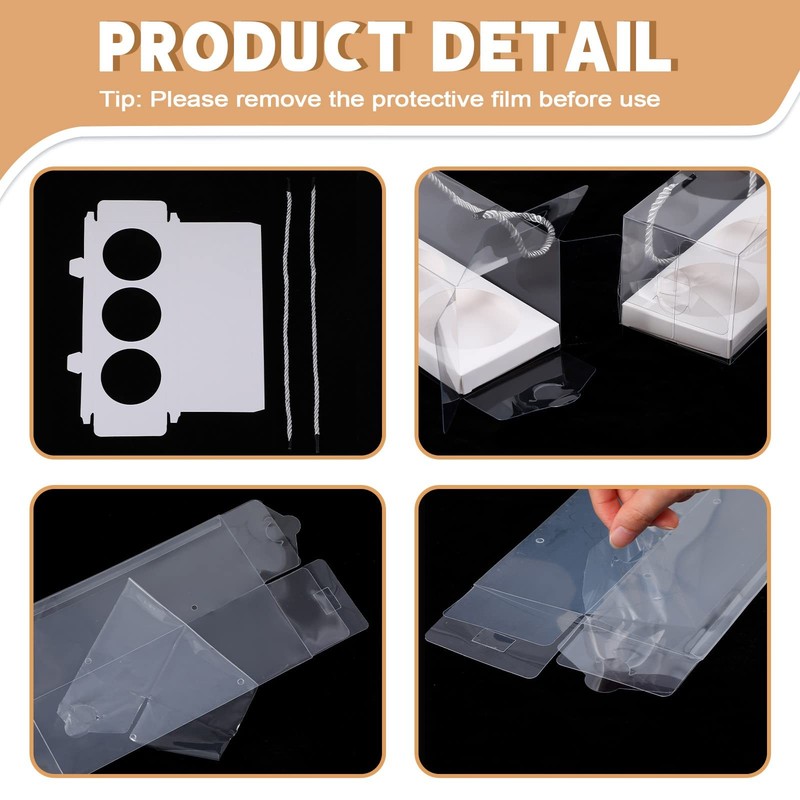 20 PCS White Clear Cupcake Boxes 9x3x3 Inch Portable Pastry Packaging Carrier gallery