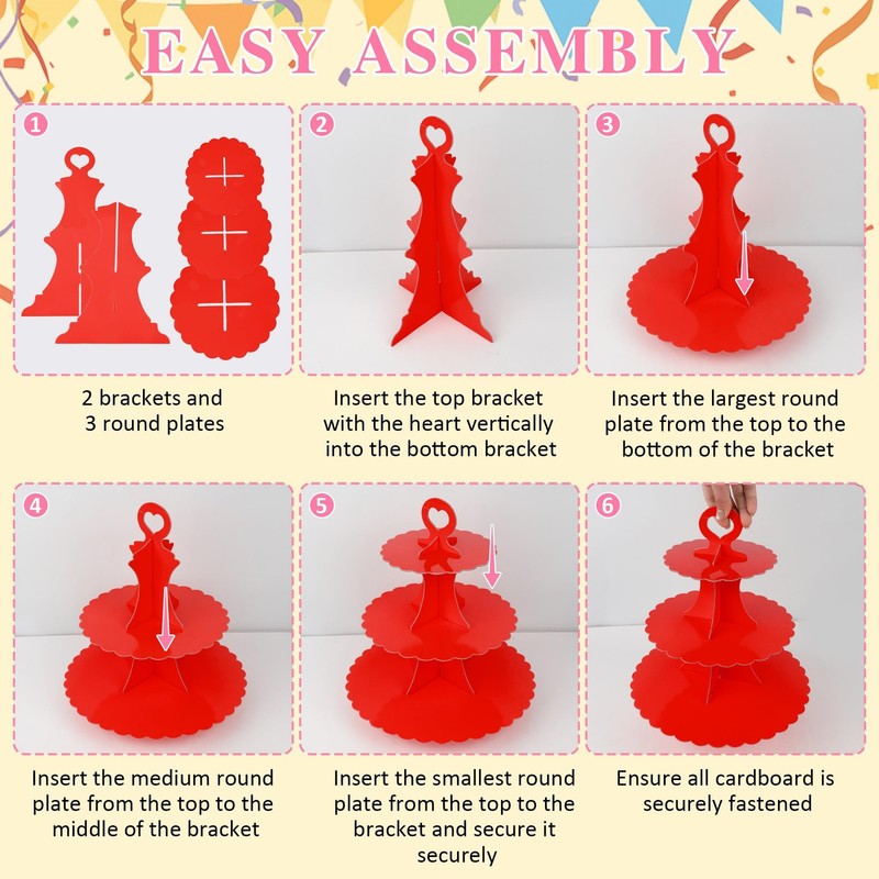 3-Tier Cupcake Stand 2 Pack Dessert Cup Cake Stand Tower Paper Round Cake Dis... gallery